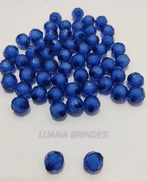 Bolinha Facetada com Miolo Azul Royal 10mm Pct 100 Unidades