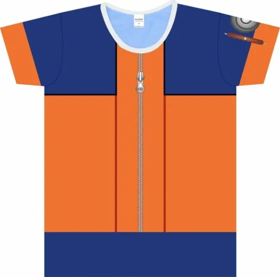 Camiseta Fantasia Ninja Guerreiro Laranja e Azul