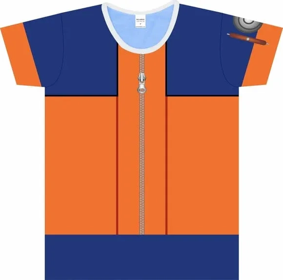 Camiseta Fantasia Ninja Guerreiro Laranja e Azul