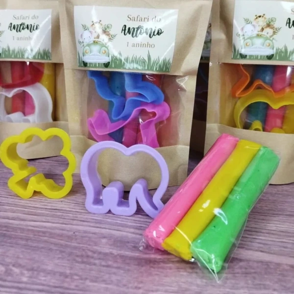 40 Unidades Kit Massinha Zip Lock - Safári - Trabalhamos com qualquer tema - Informar tema no chat