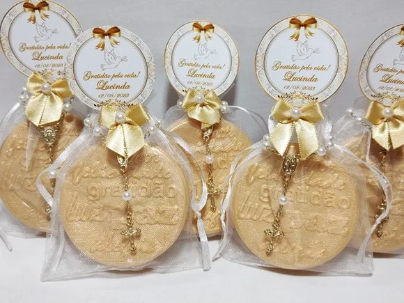 Lembrancinha de Aniversário: Sabonete Gratidão G com Terço