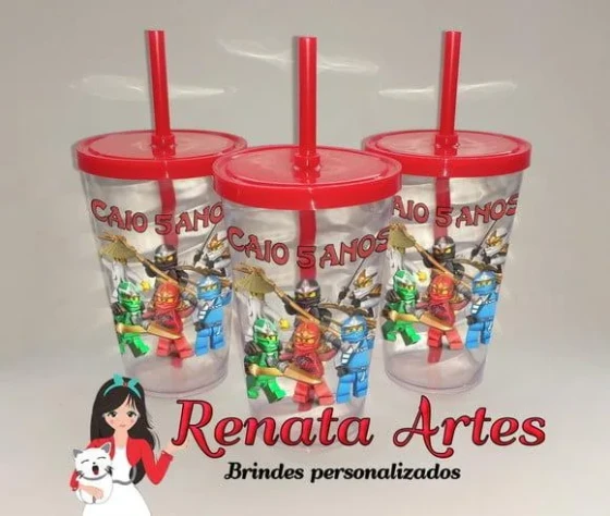 Copo com Canudo 500ml Ninjago