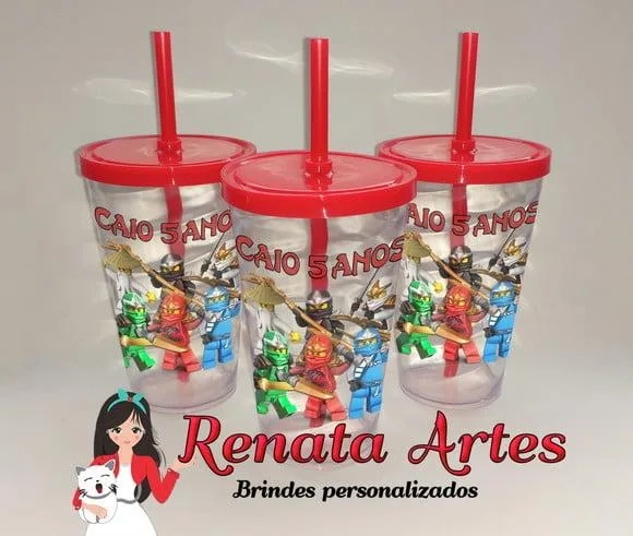 Copo com Canudo 500ml Ninjago