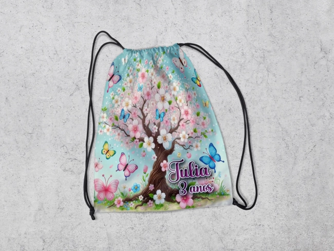 Mochilinha Personalizadada Jardim Encantado das Borboletas