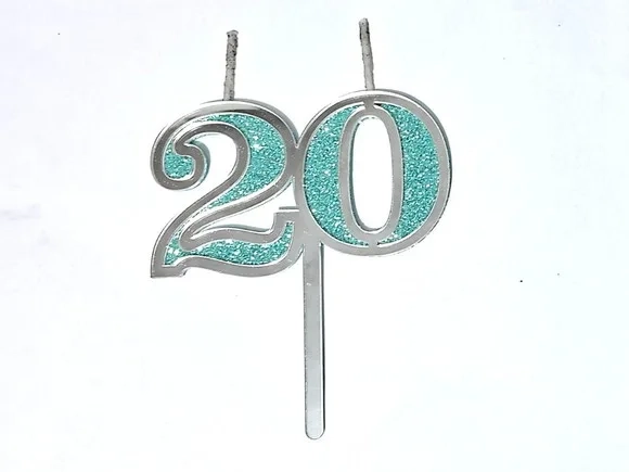 Velas 20 Anos Prata Acrílico Pavio Magico - 1 Peça