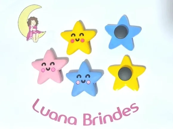 Pins de Crocs Estrela Emborrachado Pacote com 6 Unidades