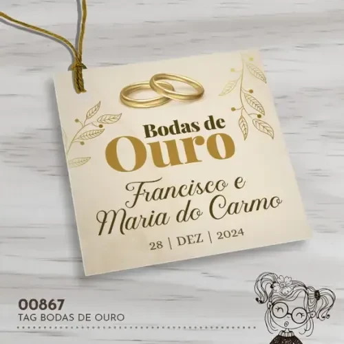 Tag Quadrada Bodas de Ouro - 00867