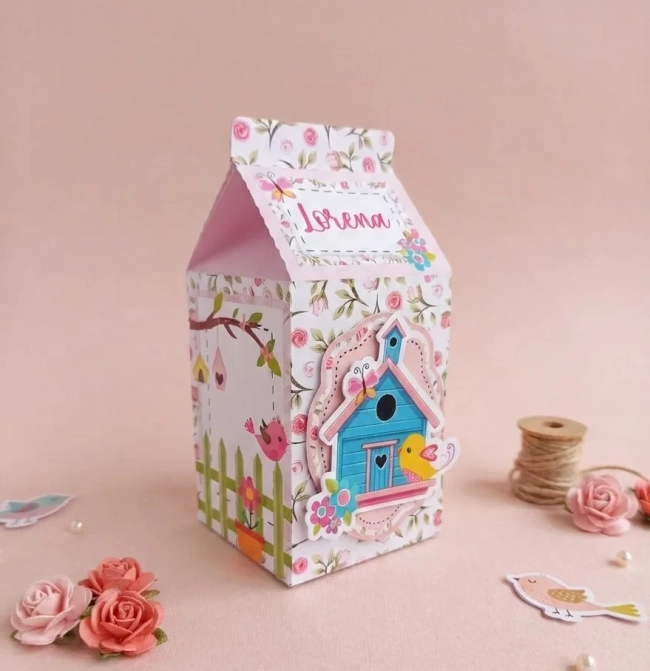 Kit 10 Caixinhas Milk Personalizadas - Tema Jardim Encantado (Compre e Monte)