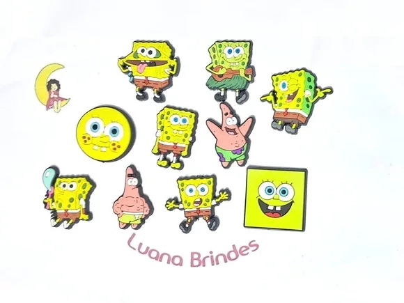 Aplique Bob Esponja 3cm Emborrachado Pacote com 10 Unidades