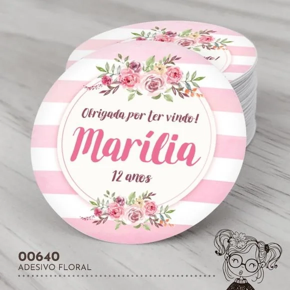 Adesivo Redondo Floral - 00640