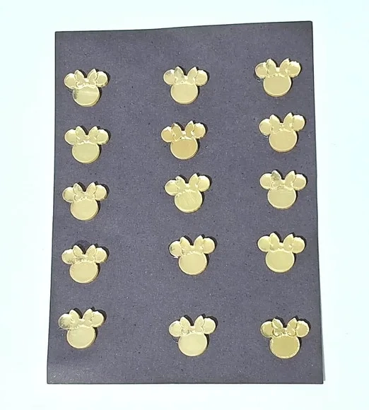 Mini Apliques Minnie Acrílico Espelhado Dourado - 2 Cartela