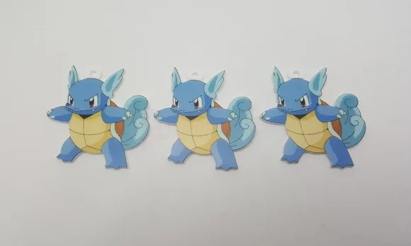 Pingentes Pokémon Wartortle em Acrílico UV 3 unidades