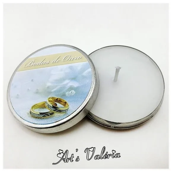 Lembrança de Bodas de Ouro Vela Perfumada na Latinha