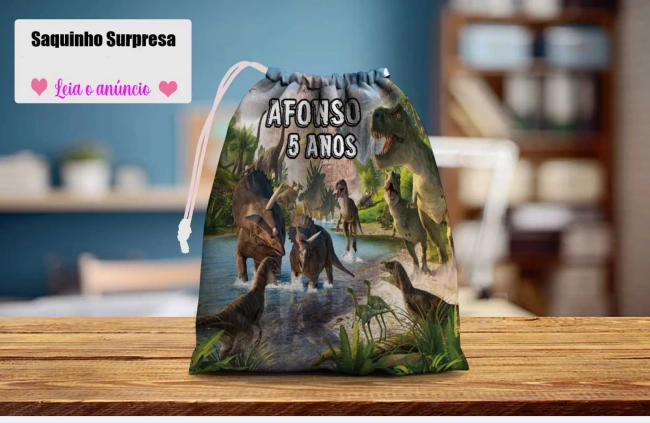 Saquinho Supresa para lembrancinhas Dinossauros