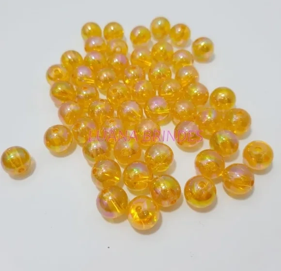 Bolinha Acrilica Furta Cor Laranja - 10mm - pct c/100 unid