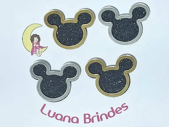 Aplique Mickey Acrílico Espelhado Pacotes com 10 Unidades