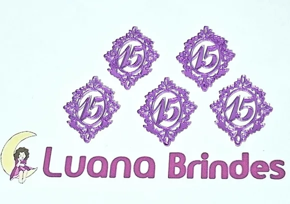 Aplique Moldura 15 Anos Roxo 3,5cm Pacotes C/6 Peças