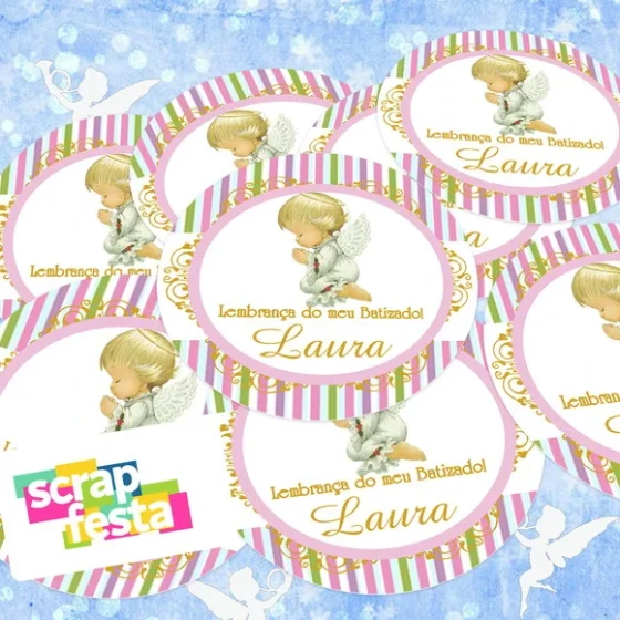 Adesivo 5 cm Redondo Personalizado Festa Batizado