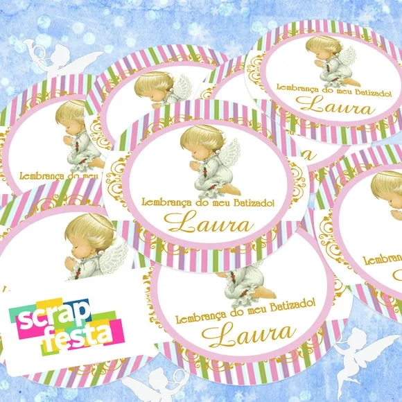 Adesivo 5 cm Redondo Personalizado Festa Batizado