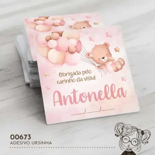 Adesivo Quadrado Ursinha - 00673