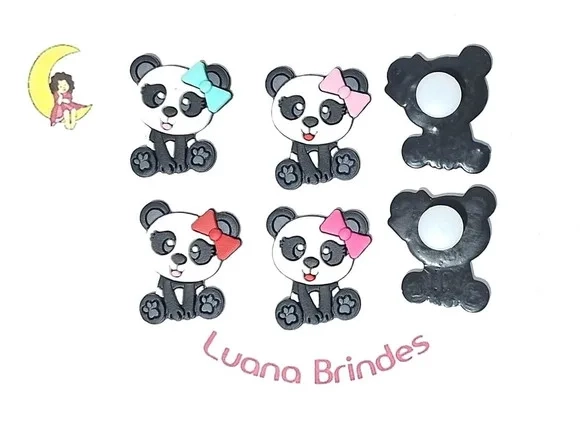 Ursinha Panda com Adaptador pra Crocs Pacote C/8 Unidades