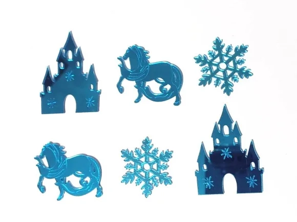 Aplique Frozen Acrílico Espelhado Azul Pacote com 6 Unidades