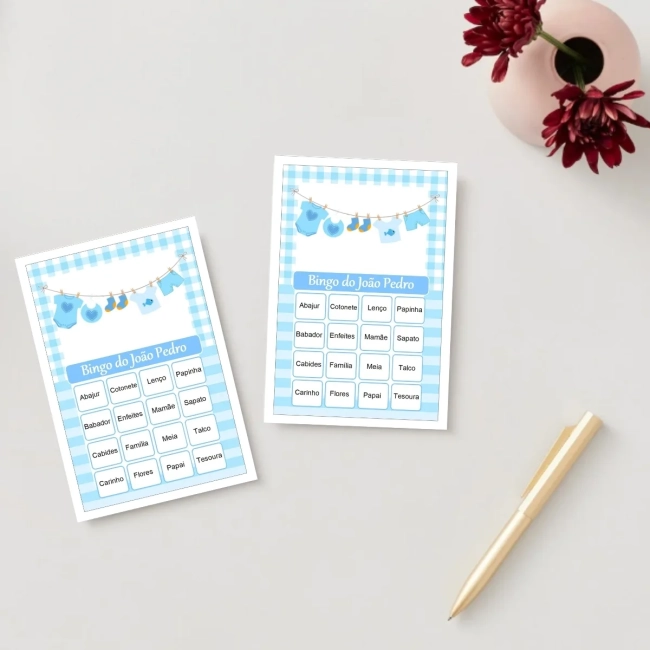 Bingo Chá de Bebê Menino Pdf Para Imprimir