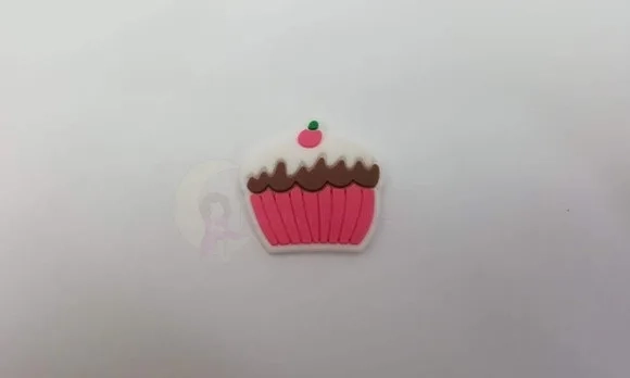 Aplique Cupcake Rosa Emborrachado de 2cm