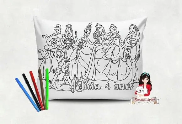 Almofada Pinte e Lave Princesas