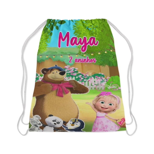 Mochilinha Personalizada para lembrancinhas Marsha e o Urso