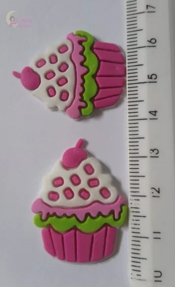 Apliques Cupcakes de borracha - pct c/8 unidades