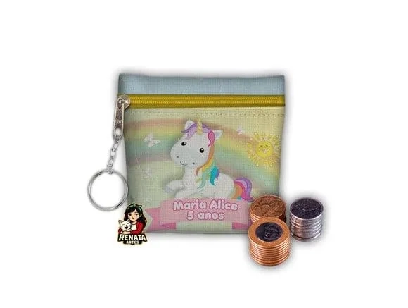 Chaveiro Porta Moedas Personalizado Unicórnio