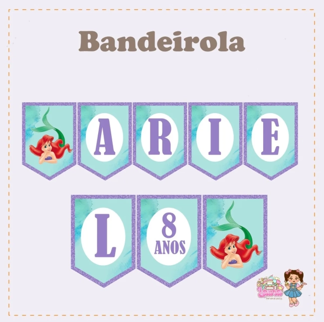 Kit Festa Só Um Bolinho SEREIA ARIEL - Decoração de Festa