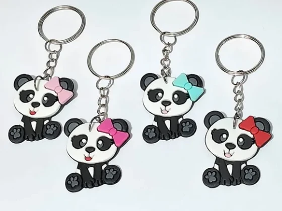 Chaveiro Panda Emborrachado Pacote com 8 Unidades