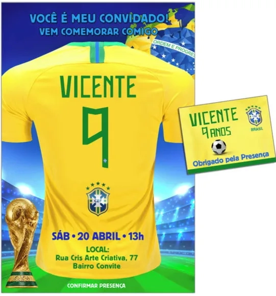 Convite Digital e Tag Futebol Copa do Mundo