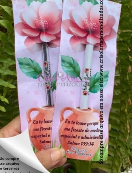 Card com Lapis ou Caneta Dia das Mulheres