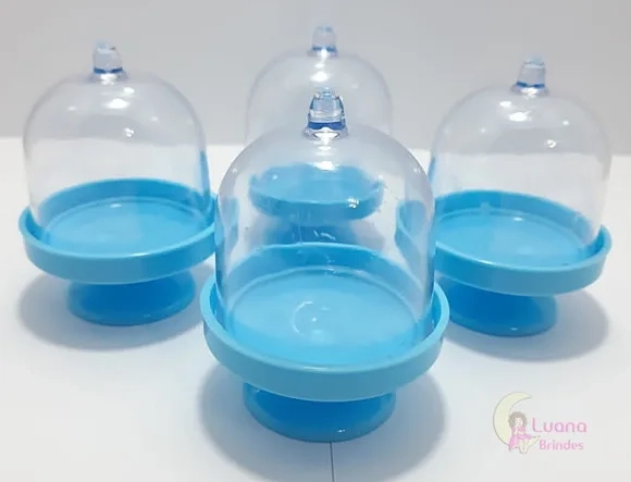 Mini Cúpula Transparente e Azul de Acrílico - pct c/5 unid