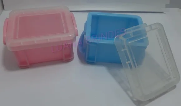 Mini caixa organizadora de acrílico Rosa ou Azul Kit c/ 6 Un