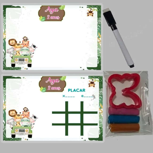 KIT Lousa Magica +massinha de modelar personalizada do Safari