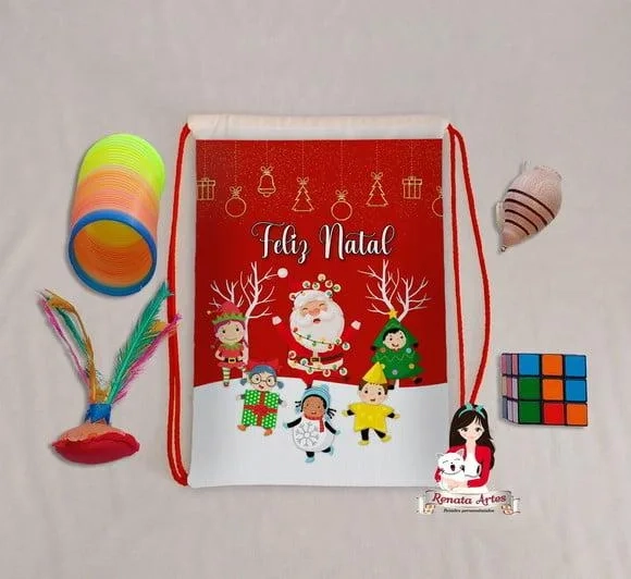 Mochila de Natal Personalizada com Brinquedos Retrô Novo