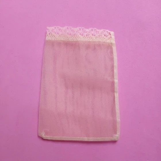 Saquinho Organza Tunil com Renda Rosa 9x13cm