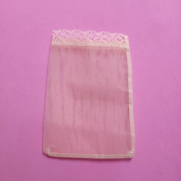 Saquinho Organza Tunil com Renda Rosa 9x13cm