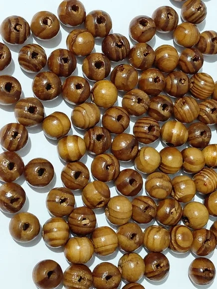 Bola de Madeira Marrom Trabalhada 10mm Pacote C/100 Unidades