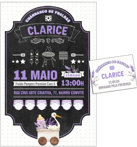 Convite Digital C/tag Chá de Bebê com Churrasco