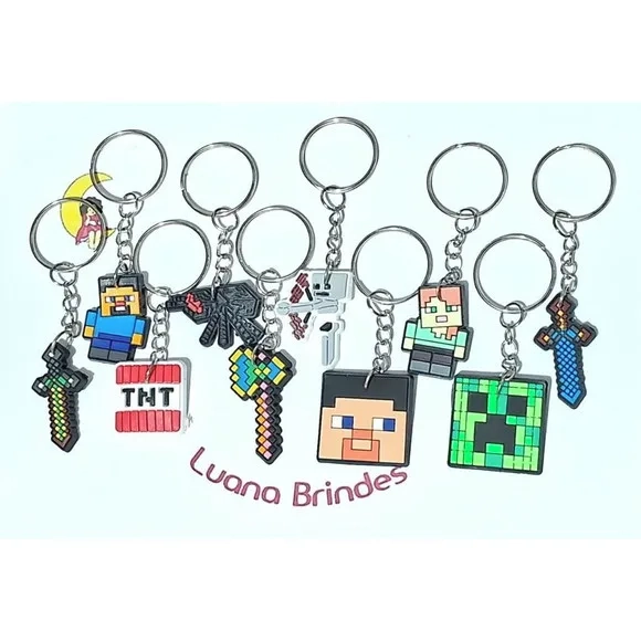 Chaveiro Minecraft Emborrachado 2,6cm Pacote com 60 Unidades
