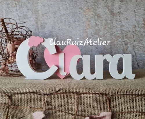 Letras de mdf -nomes Coração com Nuvem