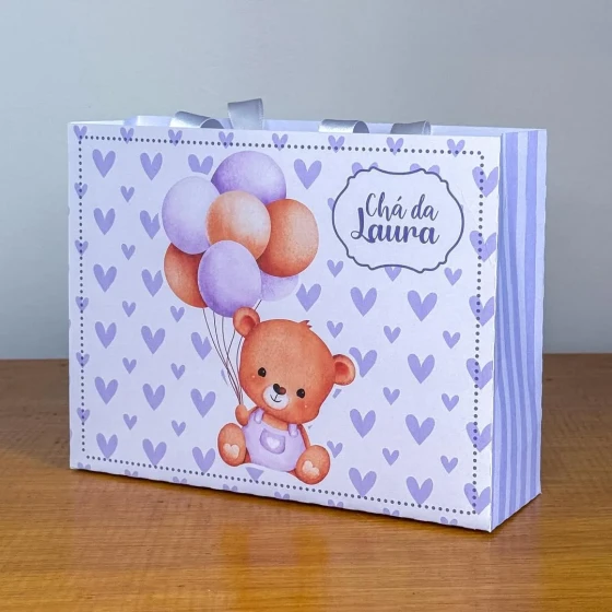 PEGUE E MONTE - Sacolinhas Personalizadas URSINHO LILAS - Decoração de Festa | Lembrancinhas | Aniversário | Personalizados