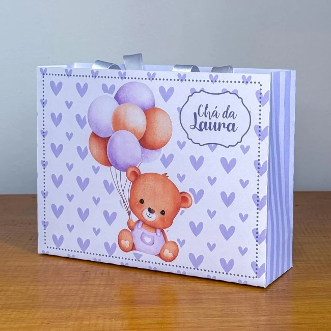 PEGUE E MONTE - Sacolinhas Personalizadas URSINHO LILAS - Decoração de Festa | Lembrancinhas | Aniversário | Personalizados