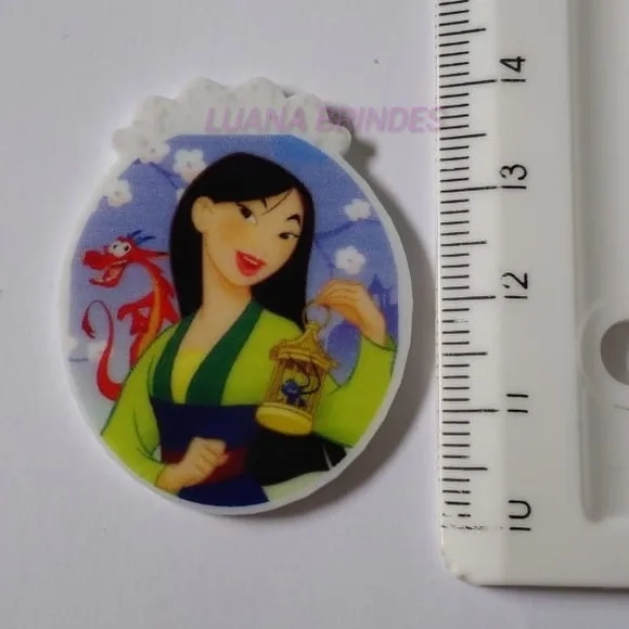 Kit Mulan Aplique e Pingente de Acrílico Princesa 3 Kits