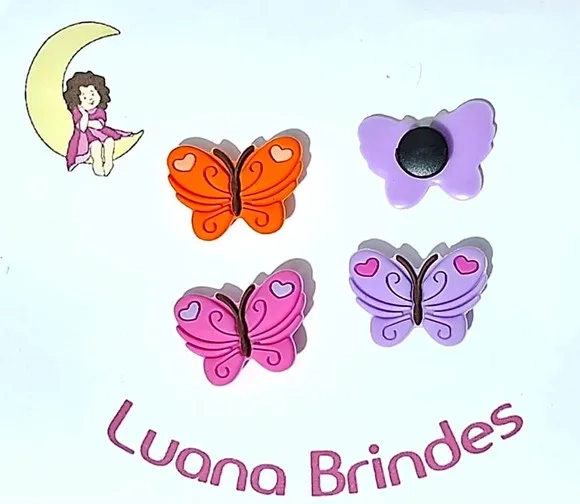 Pins de Crocs Borboleta Emborrachado Pacote com 6 Unidades